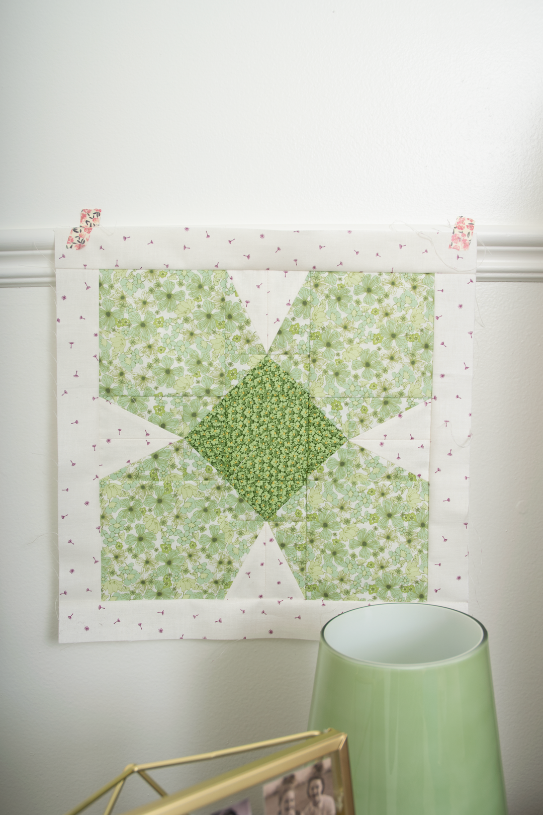 Green Flower Quilt Block Pattern