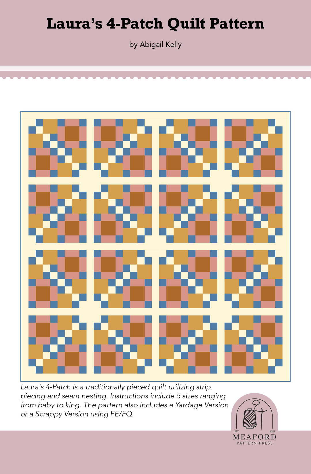 Laura's 4-Patch Quilt Pattern Printed